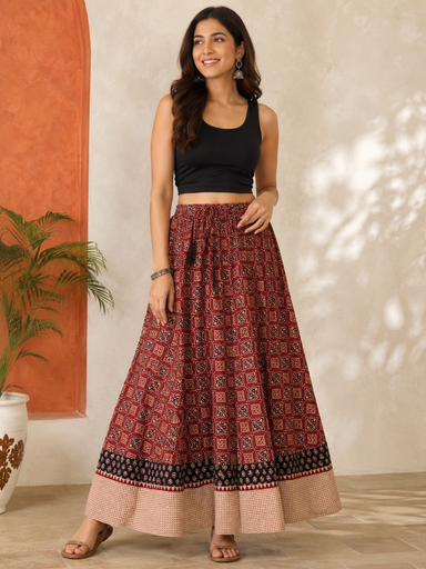 [KUKH2150] Ajrakh Cotton Skirts 4556