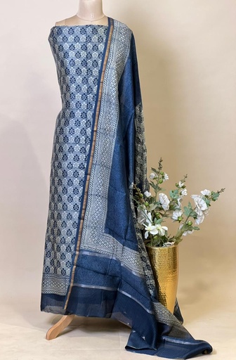 [SUKK4950] Maheshwari Silk Suits 5025 Navy Blue 2