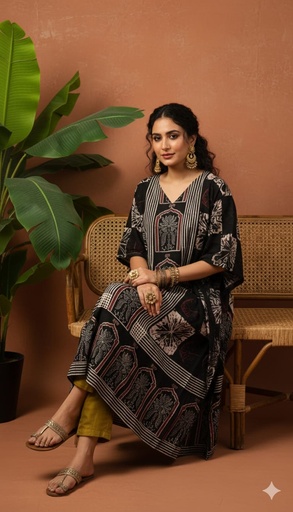 [KAKH2150] Ajrakh Cotton Kaftans 4802