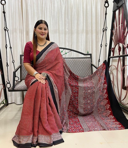 [SAMLK5450] Ajrakh Modal Silk Sarees 4243