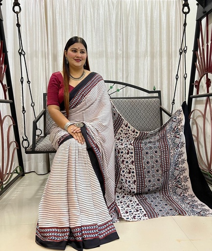 [SAMLK5450] Ajrakh Modal Silk Sarees 4243