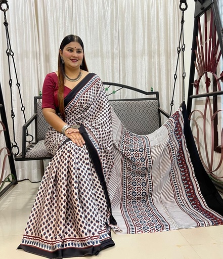 [SAMLK5450] Ajrakh Modal Silk Sarees 4243