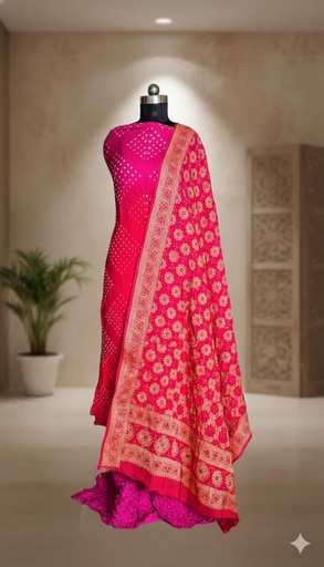 [SUSAM4950] Rai Bandhej Silk Suits 5012