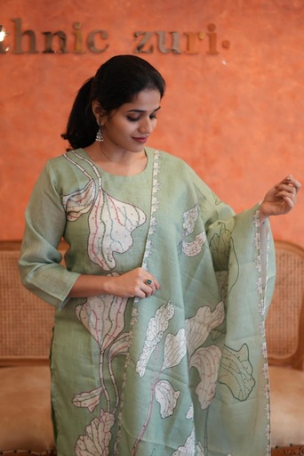 Linen Kurti Sets 5046