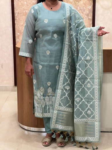 Premium Chanderi Silk Kurti Sets 5046