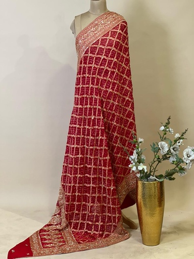 [DUAS22500] Khaddi Georgette Bandhani Dupatta 4781