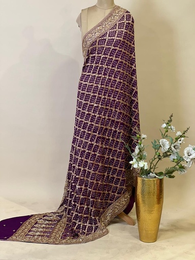 [DUAS22500] Khaddi Georgette Bandhani Dupatta 4781