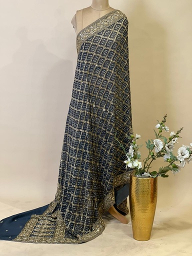 [DUAS22500] Khaddi Georgette Bandhani Dupatta 4781