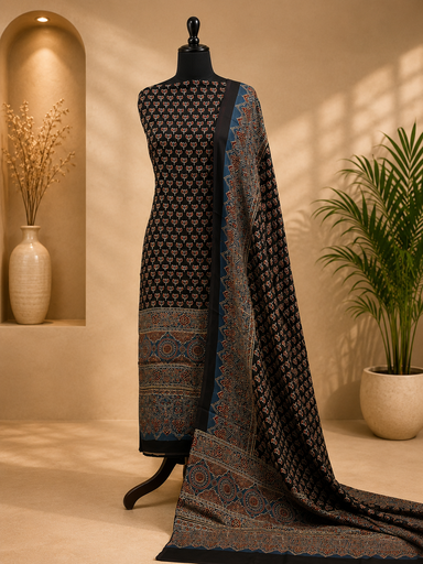[SUMLK4650] Ajrakh Modal Top and Dupatta Sets 5012