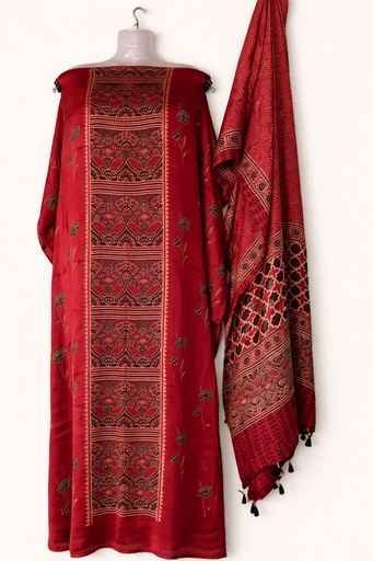 [SUMLK4650] Ajrakh Modal Top and Dupatta Sets 5012
