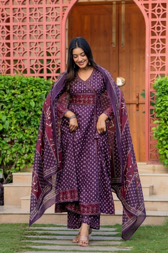 Angrakha Cotton Kurti Sets 5043