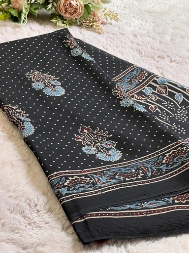 [SARH5250] Ajrakh Chinon Sarees 5033