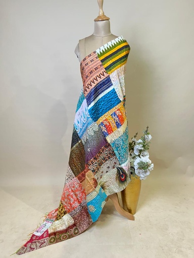 [DUAS1650] Kantha Soft Silk Dupatta 4781