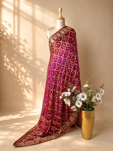 [DUAS3950]  Bandhej Silk Dupatta 4781
