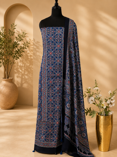 [SUMT3950] Ajrakh Modal Top Dupatta Sets 5012