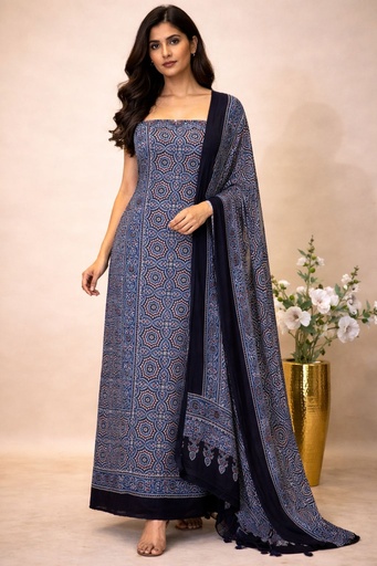 [SUMT3950] Ajrakh Modal Top Dupatta Sets 5012