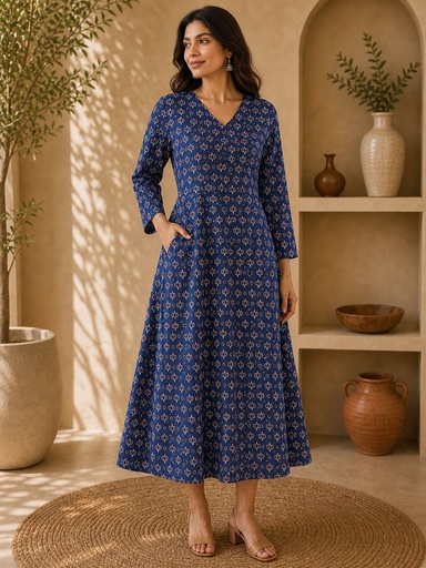 Ajrakh Aline Cotton Kurti 5028