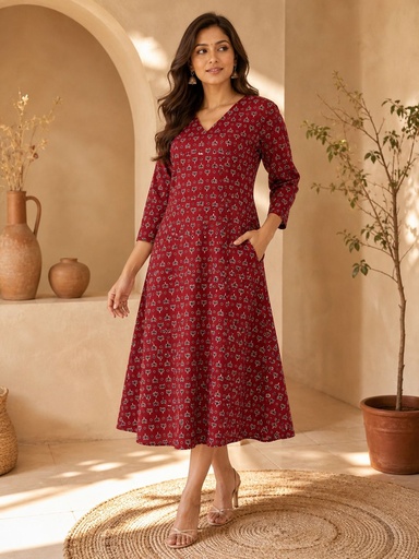 Ajrakh Aline Cotton Kurti 5028