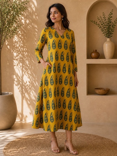 Ajrakh Aline Cotton Kurti 5028