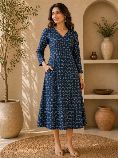 Ajrakh Aline Cotton Kurti 5028