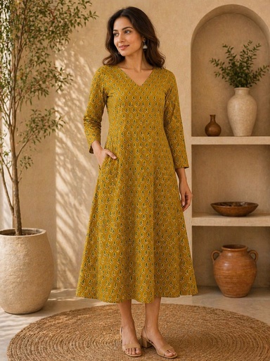 Ajrakh Aline Cotton Kurti 5028