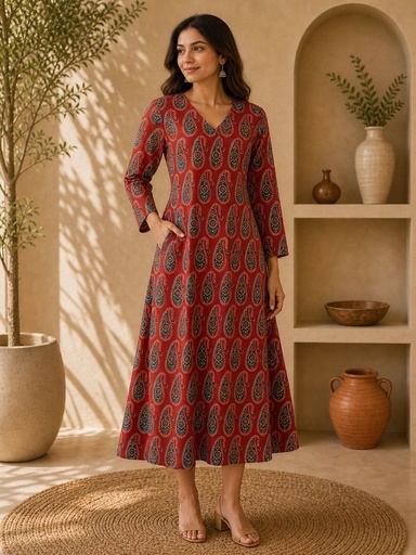 Ajrakh Aline Cotton Kurti 5028