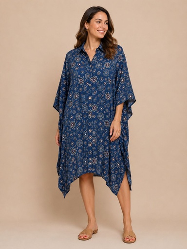 Ajrakh Modal Shirt Kaftans 5015 BLUE 2