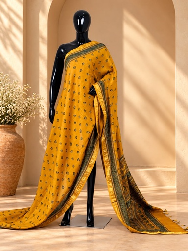 [SAKMS8450] Ajrakh Maheshwari Silk Sarees 5028