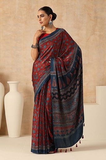 [SAKMS11250] Premium Ajrakh Modal Silk Sarees 5028