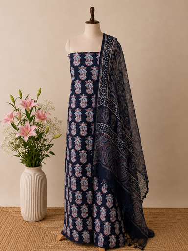 [SUMT3650] Kota Dupatta Ajrakh Suit 5025