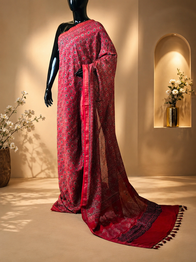 [SAMT6450] Ajrakh Maheshwari Silk Sarees 5028