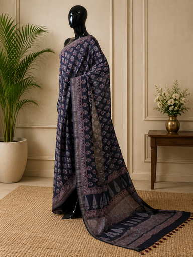 [SAMT6450] Ajrakh Maheshwari Silk Sarees 5028