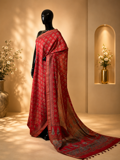 [SAMT6450] Ajrakh Maheshwari Silk Sarees 5028