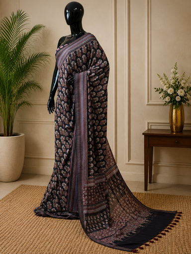 [SAMT6450] Ajrakh Maheshwari Silk Sarees 5028