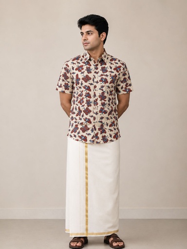 Ajrakh Cotton Mens Shirt 5049