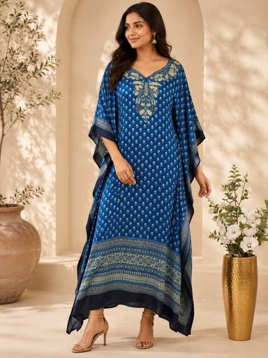 [KAKMS5250] Premium Ajrakh Silk Kaftans 4801