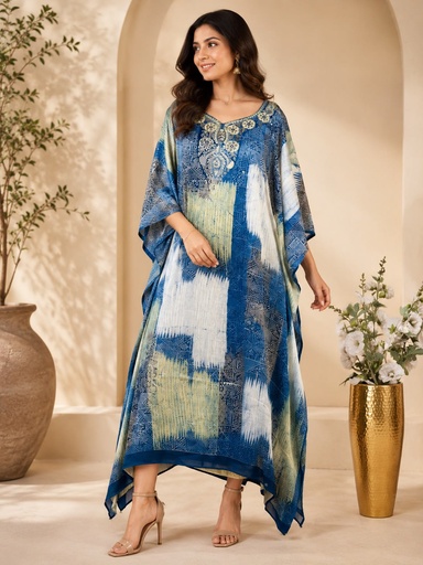 [KAKMS5250] Premium Ajrakh Silk Kaftans 4801