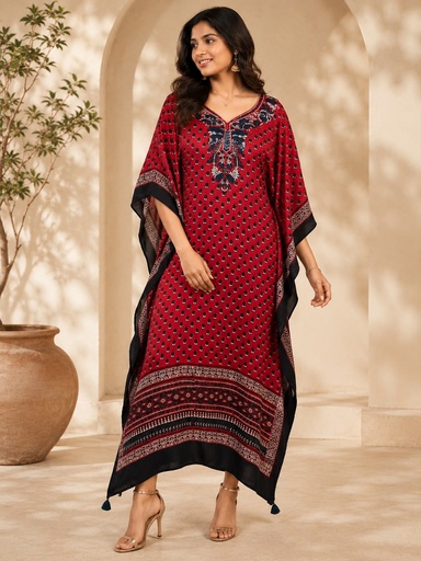 [KAKMS5250] Premium Ajrakh Silk Kaftans 4801