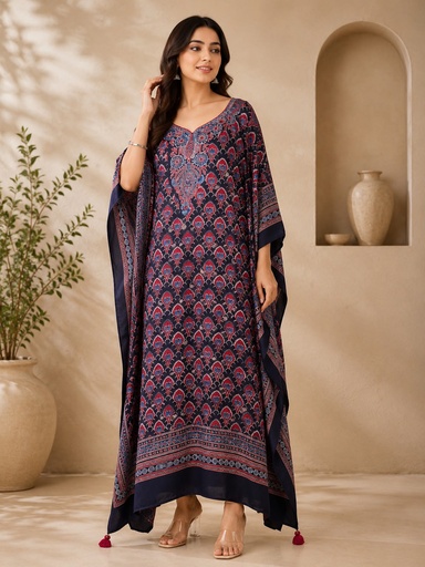 [KAKMS5250] Premium Ajrakh Silk Kaftans 4801