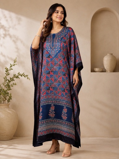 [KAKMS5250] Premium Ajrakh Silk Kaftans 4801