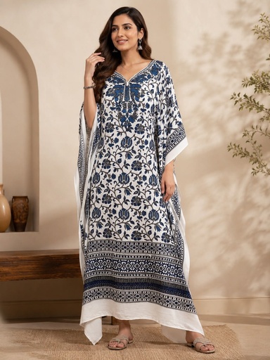 [KAKMS5250] Premium Ajrakh Silk Kaftans 4801