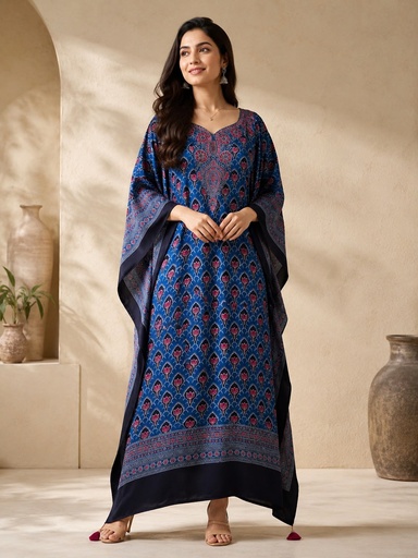 [KAKMS5250] Premium Ajrakh Silk Kaftans 4801
