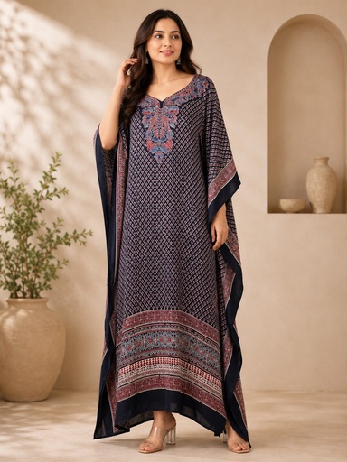 [KAKMS5250] Premium Ajrakh Silk Kaftans 4801