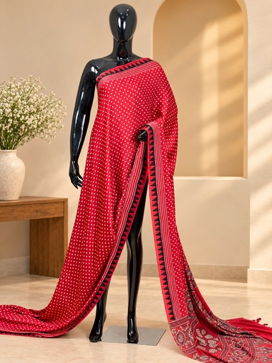[SAMT5950] Ajrakh Modal Silk Sarees 4243