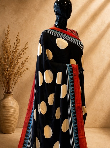 [SAMT5950] Ajrakh Modal Silk Sarees 4243