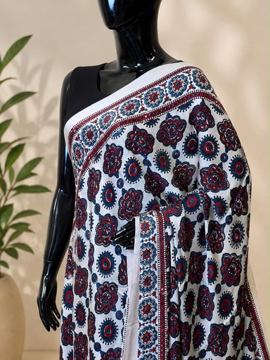 [SAMT5950] Ajrakh Modal Silk Sarees 4243