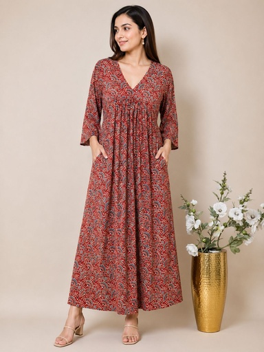 Ajrakh Cotton Aline Kurti 5028
