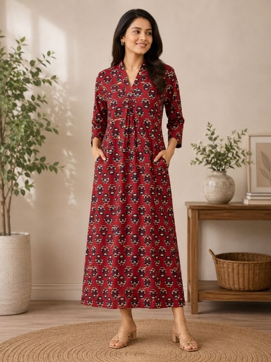  Ajrakh Modal Silk Aline Kurti 5053