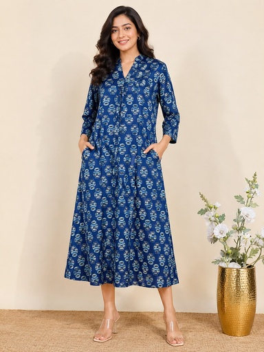 Ajrakh Modal Silk Aline Kurti 5053