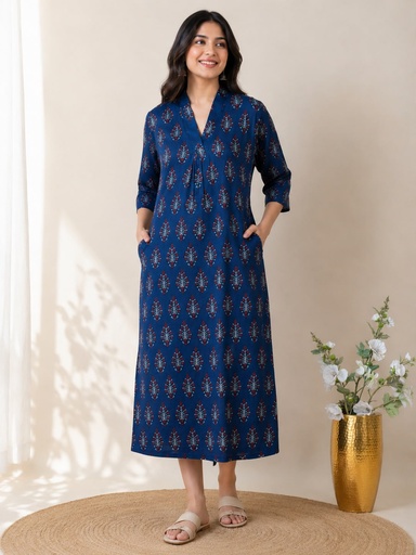 Ajrakh Modal Silk Aline Kurti 5053